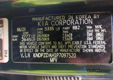 2023 Kia Sportage Plug-In Hybrid X-Line Prestige from USA, damaged, VIN KNDPZDAH1P7097520